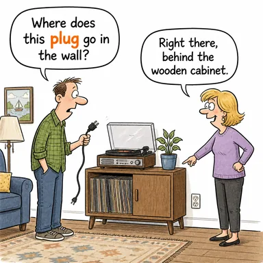 plug (fiş, tıpa, tıkamak) karikatürü — diyalogla bağlam içinde öğren