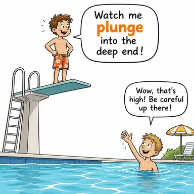 plunge (hızla düşmek, dalmak, (fiyatlar) çakılmak) karikatürü — diyalogla bağlam içinde öğren