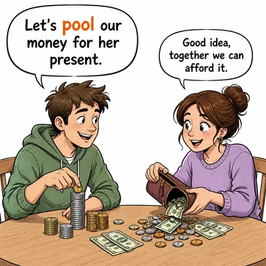 pool (havuz; (kaynakları) birleştirmek) karikatürü — diyalogla bağlam içinde öğren