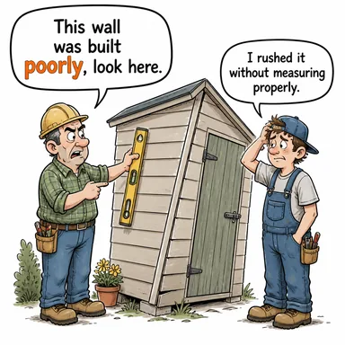 poorly (kötü bir şekilde, yetersizce) karikatürü — diyalogla bağlam içinde öğren