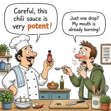potent (güçlü, etkili, muktedir) karikatürü — diyalogla bağlam içinde öğren