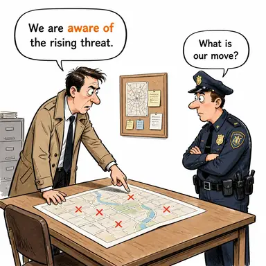 aware of (farkında, haberdar, bilincinde) karikatürü — diyalogla bağlam içinde öğren
