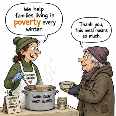 poverty (yoksulluk, sefalet) karikatürü — diyalogla bağlam içinde öğren