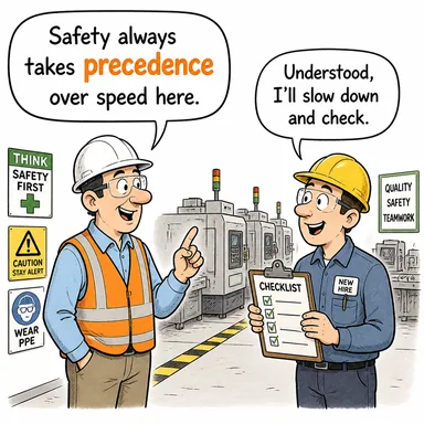 precedence (öncelik, üstünlük) karikatürü — diyalogla bağlam içinde öğren