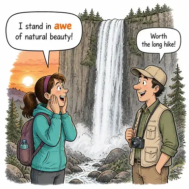 awe (hayranlık ve korku karışımı saygı, haşyet) karikatürü — diyalogla bağlam içinde öğren