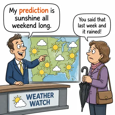 prediction (tahmin, öngörü) karikatürü — diyalogla bağlam içinde öğren