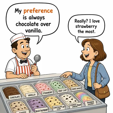 preference (tercih, öncelik, yeğleme) karikatürü — diyalogla bağlam içinde öğren