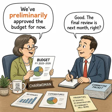 preliminarily (başlangıç olarak, ön hazırlık mahiyetinde) karikatürü — diyalogla bağlam içinde öğren