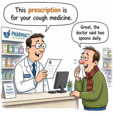 prescription (reçete, talimat) karikatürü — diyalogla bağlam içinde öğren