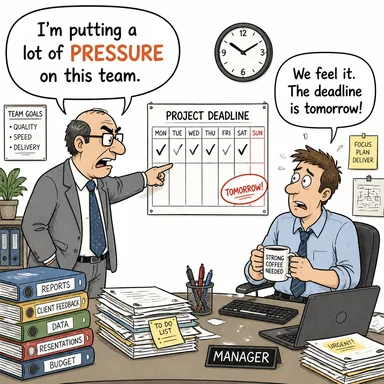 pressure (basınç, baskı, zorlama) karikatürü — diyalogla bağlam içinde öğren