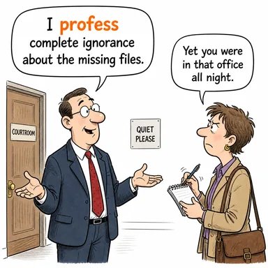 profess (açıkça söylemek, iddia etmek, ikrar etmek) karikatürü — diyalogla bağlam içinde öğren