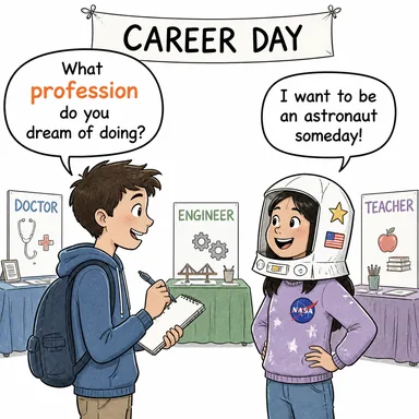 profession (meslek, uzmanlık alanı) karikatürü — diyalogla bağlam içinde öğren