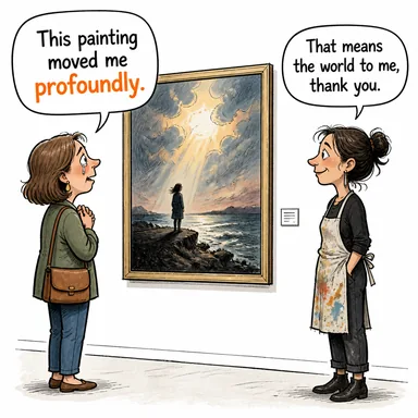profoundly (derinden, son derece, köklü bir şekilde) karikatürü — diyalogla bağlam içinde öğren