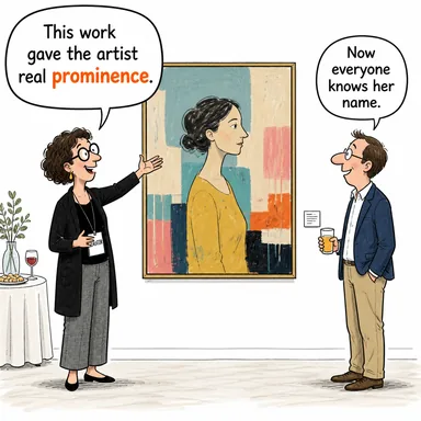 prominence (öne çıkma, önem, şöhret, belirginlik) karikatürü — diyalogla bağlam içinde öğren