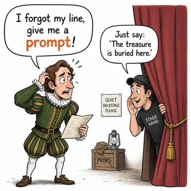 prompt (sufle, yönlendirme, komut) karikatürü — diyalogla bağlam içinde öğren