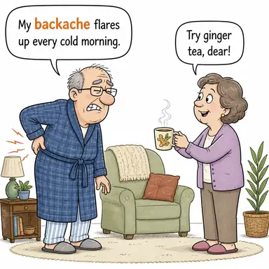 backache (sırt ağrısı, bel ağrısı) karikatürü — diyalogla bağlam içinde öğren