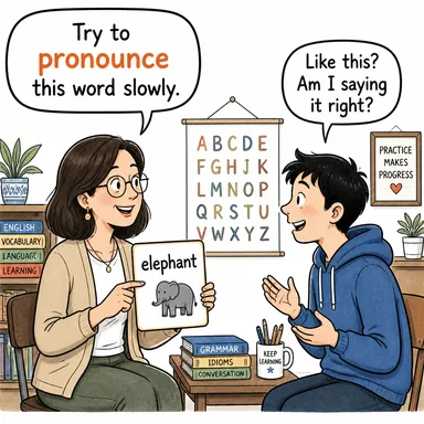 pronounce (telaffuz etmek; ilan etmek, bildirmek) karikatürü — diyalogla bağlam içinde öğren