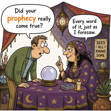 prophecy (kehanet) karikatürü — diyalogla bağlam içinde öğren