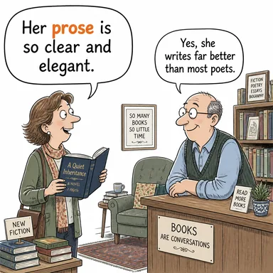 prose (düz yazı, nesir) karikatürü — diyalogla bağlam içinde öğren