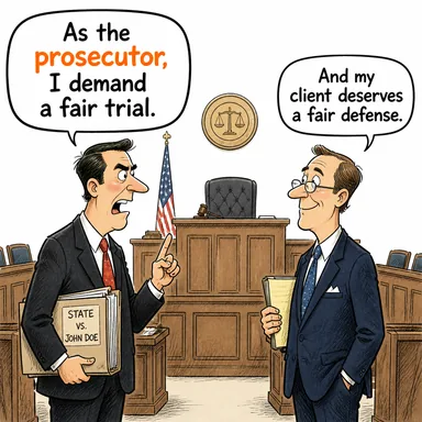 prosecutor (savcı) karikatürü — diyalogla bağlam içinde öğren