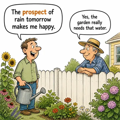 prospect (olasılık, ihtimal, beklenti, gelecek vaadi) karikatürü — diyalogla bağlam içinde öğren