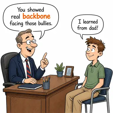 backbone (omurga, temel direk, (mecazi) kararlılık) karikatürü — diyalogla bağlam içinde öğren