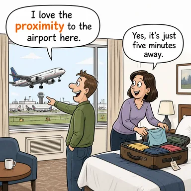 proximity (yakınlık (mekan veya zaman)) karikatürü — diyalogla bağlam içinde öğren