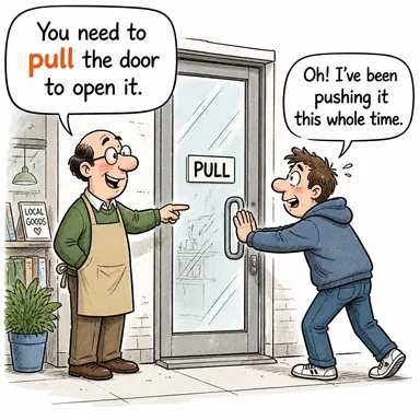 pull (çekmek, asılmak) karikatürü — diyalogla bağlam içinde öğren