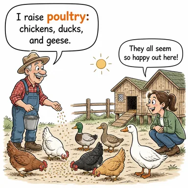 poultry (kümes hayvanları) karikatürü — diyalogla bağlam içinde öğren