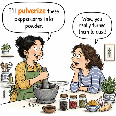 pulverize (toz haline getirmek, ezmek, yok etmek) karikatürü — diyalogla bağlam içinde öğren