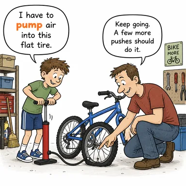 pump (pompalamak; (isim) pompa) karikatürü — diyalogla bağlam içinde öğren