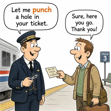 punch (zımbalamak, delmek) karikatürü — diyalogla bağlam içinde öğren