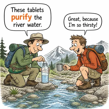 purify (arıtmak, saflaştırmak) karikatürü — diyalogla bağlam içinde öğren