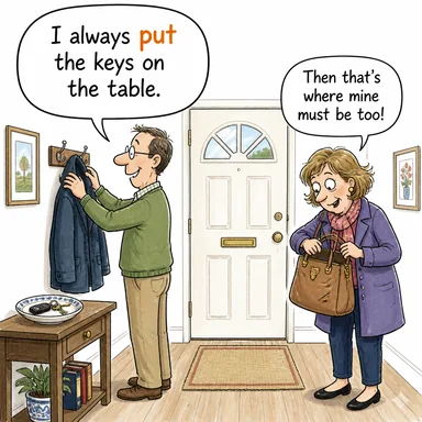 put (koymak, yerleştirmek) karikatürü — diyalogla bağlam içinde öğren