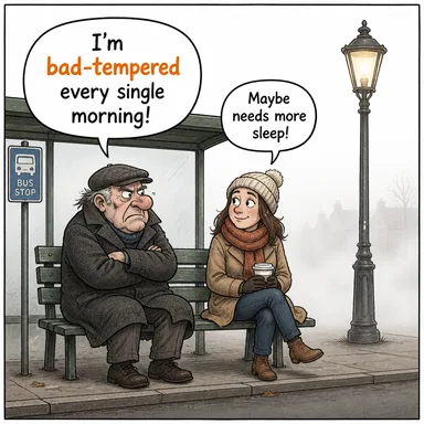 bad-tempered (aksi, huysuz, sinirli) karikatürü — diyalogla bağlam içinde öğren