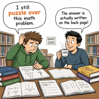 puzzle over (üzerine kafa yormak, (bir şeyi) çözmeye çalışmak) karikatürü — diyalogla bağlam içinde öğren