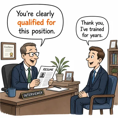 qualified for (nitelikli, ehliyetli, uygun) karikatürü — diyalogla bağlam içinde öğren