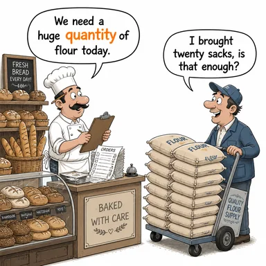 quantity (miktar, nicelik) karikatürü — diyalogla bağlam içinde öğren