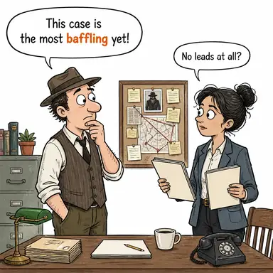 baffling (şaşırtıcı, kafa karıştırıcı, anlaşılmaz) karikatürü — diyalogla bağlam içinde öğren