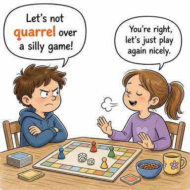 quarrel (münakaşa, kavga, tartışma) karikatürü — diyalogla bağlam içinde öğren