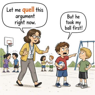 quell (bastırmak, yatıştırmak, dindirmek) karikatürü — diyalogla bağlam içinde öğren