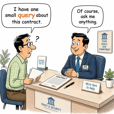 query (sorgu, soru, şüphe) karikatürü — diyalogla bağlam içinde öğren