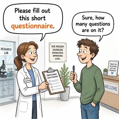 questionnaire (anket, soru formu) karikatürü — diyalogla bağlam içinde öğren