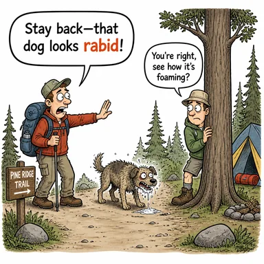 rabid (kuduz; (mecazen) fanatik, aşırı) karikatürü — diyalogla bağlam içinde öğren