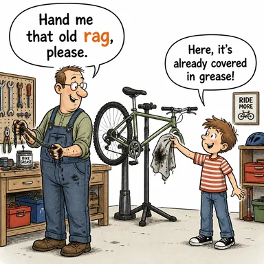 rag (paçavra, bez parçası) karikatürü — diyalogla bağlam içinde öğren