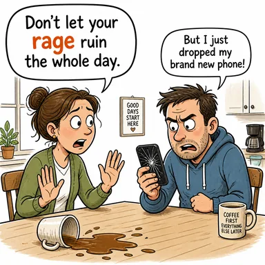 rage (öfke, hiddet; (moda) salgın) karikatürü — diyalogla bağlam içinde öğren