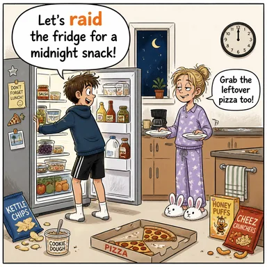 raid (baskın yapmak, akın etmek) karikatürü — diyalogla bağlam içinde öğren