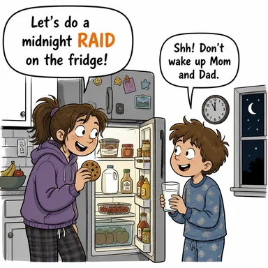 raid (baskın, saldırı) karikatürü — diyalogla bağlam içinde öğren