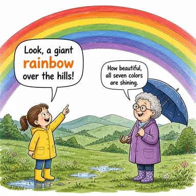 rainbow (gökkuşağı) karikatürü — diyalogla bağlam içinde öğren