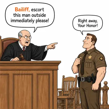 bailiff (icra memuru, mübaşir) karikatürü — diyalogla bağlam içinde öğren